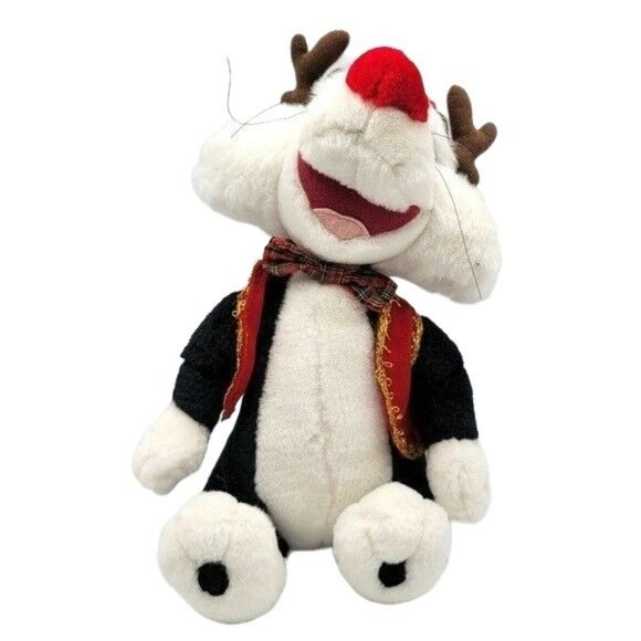 VTG Looney Tunes Santa Sylvester Cat Plush 13" Reindeer Antlers Christmas Warner - Picture 2 of 12